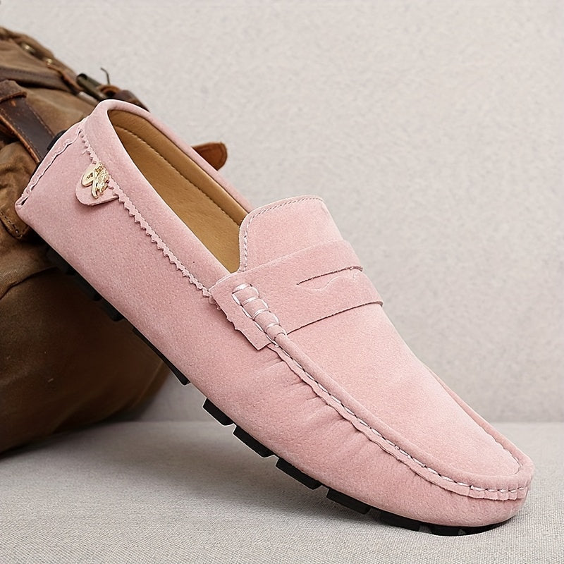 Microfiber Loafers Slip-On Solid Color Rubber Sole Casual Dress Wedding All-Season