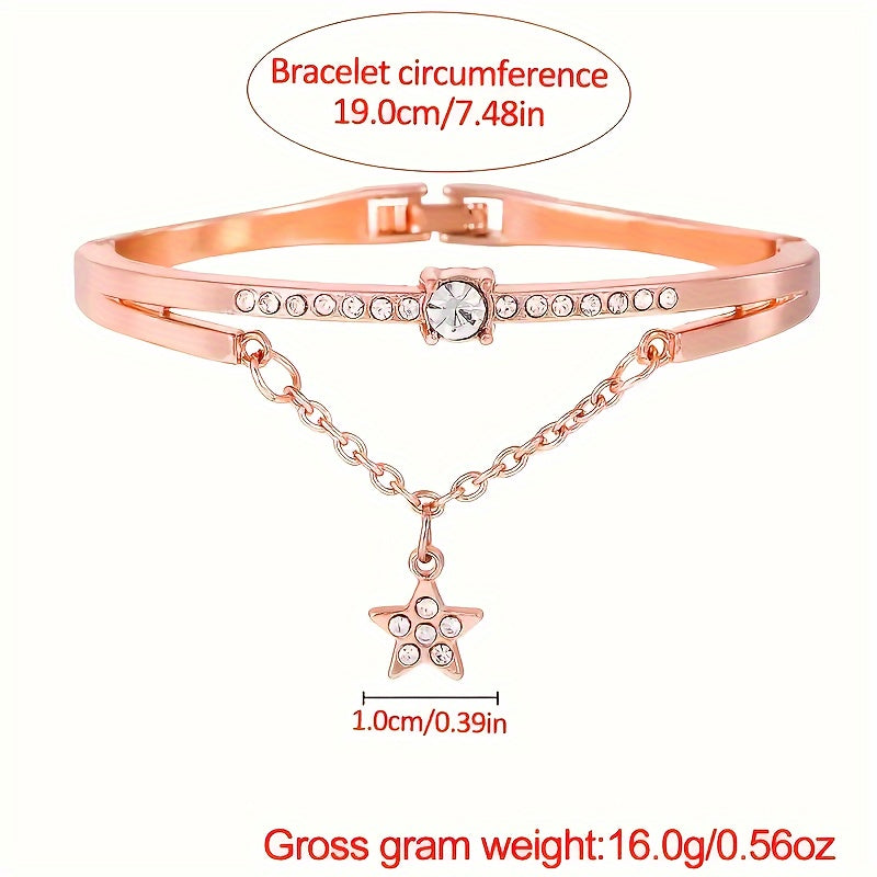 Женский набор розовых градиентных кварцевых часов с стразами и звездчатым браслетом в подарок для нее