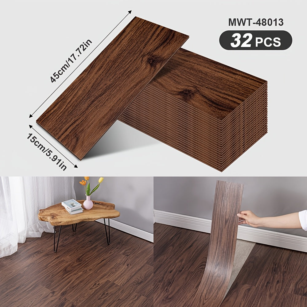 32-Pack Vinyl Flooring Tiles 15x45cm Self-Adhesive Wood Grain Stripes Indoor