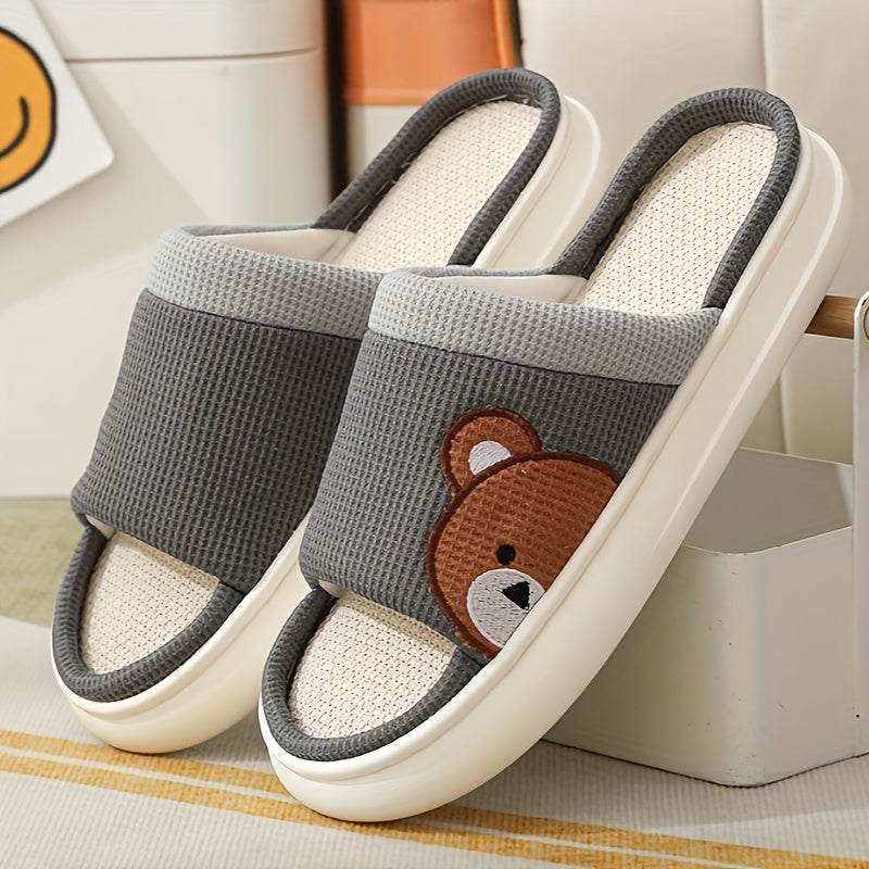 Women's Linen Indoor Slippers Non-Slip Breathable for Home Use