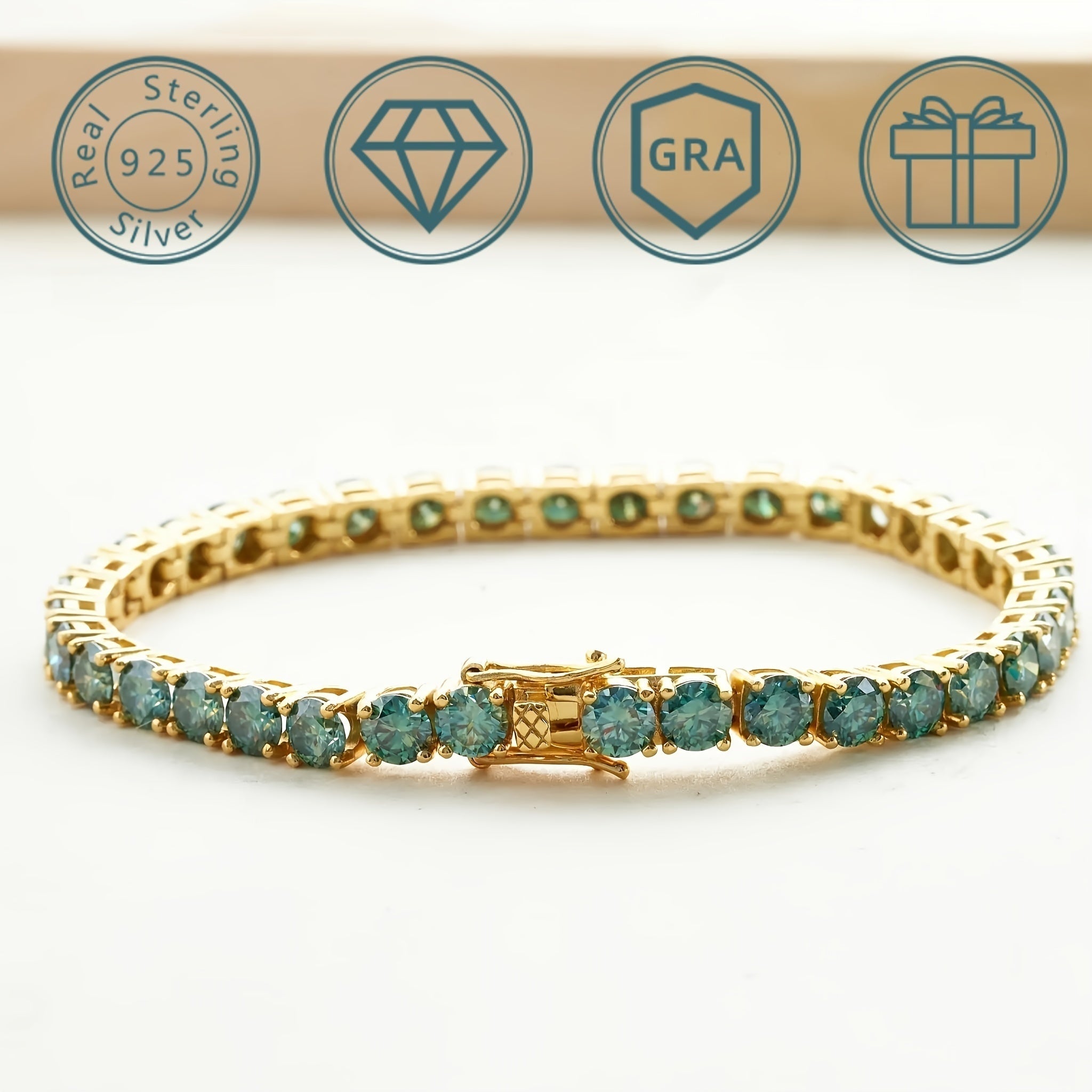 Moissanite Tennis Bracelet in Sterling Silver with Gift Box for Anniversary Wedding Birthday