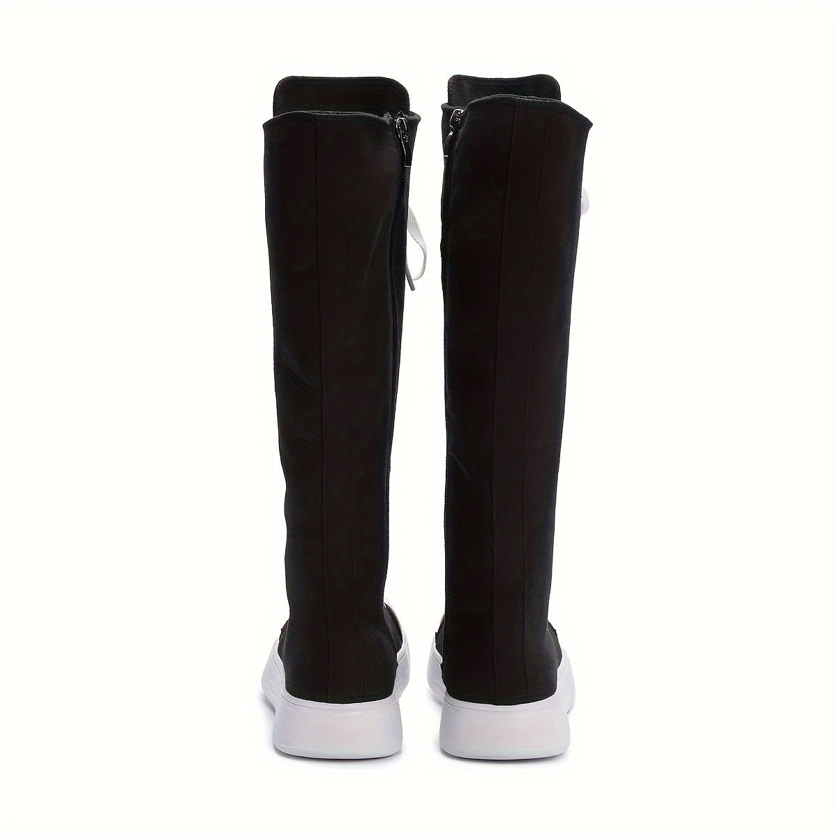 Women's Casual High-Top Sneakers with Side Zipper, Breathable Fabric