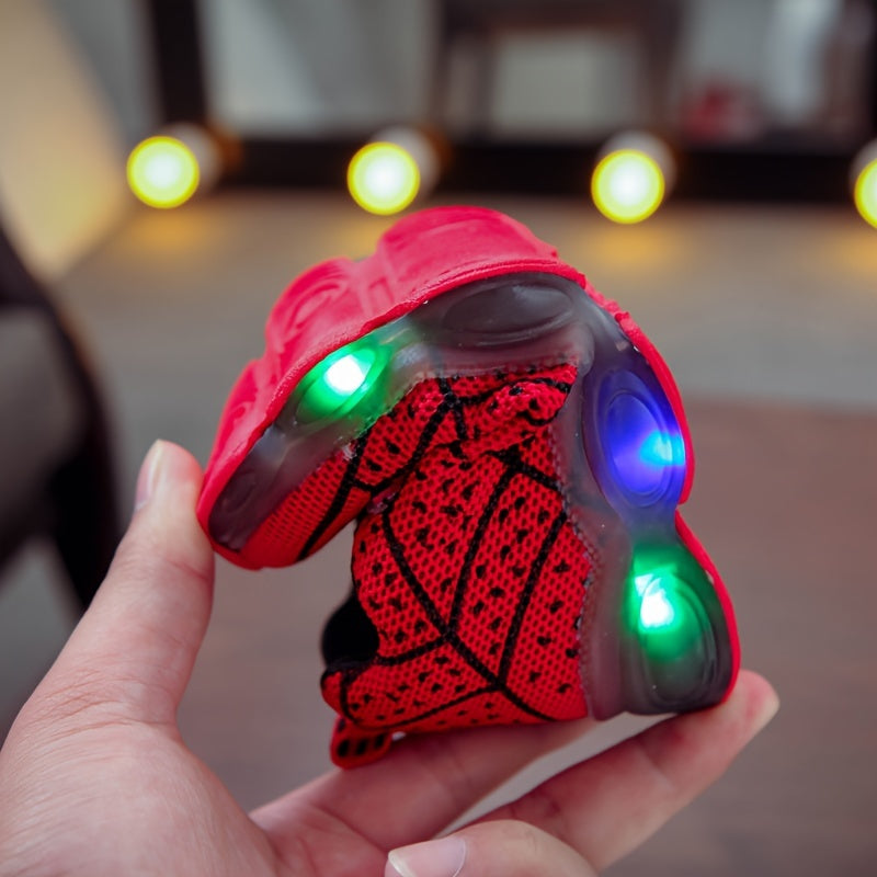 MGO Yoshlar LED Yoritilgan Krossovkalar - O'g'il va qizlar uchun nafas oladigan to'r krossovkalari, qora/oq, qizil/qora, ko'k/qora naqshlarida qorong'ida porlaydigan dizayn.