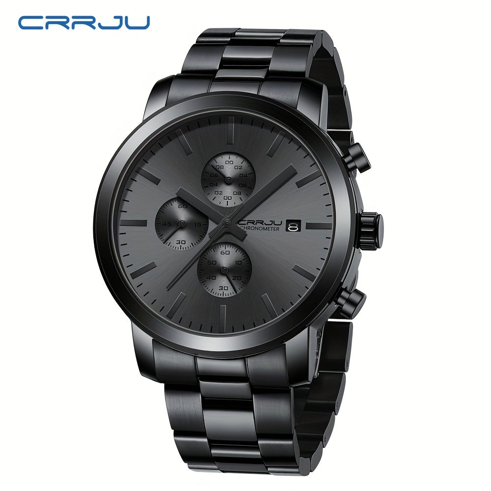 Reloj de cuarzo cronógrafo de acero inoxidable para hombre, estilo de negocios, analógico, resistente al agua IPX8