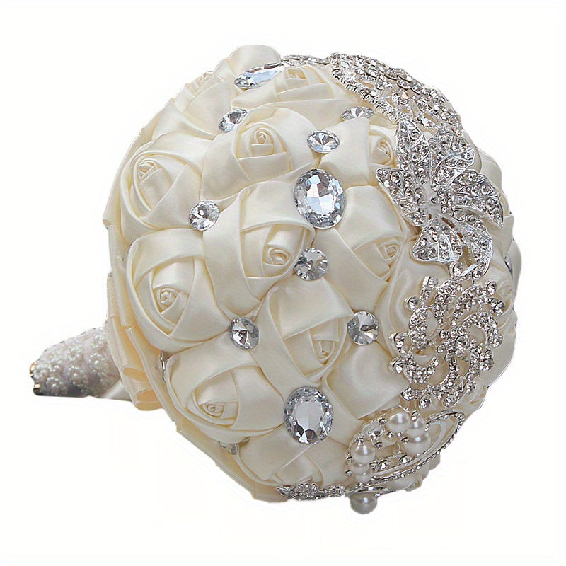 Satin Wedding Bouquet for European and American Brides with Ribbon Finish