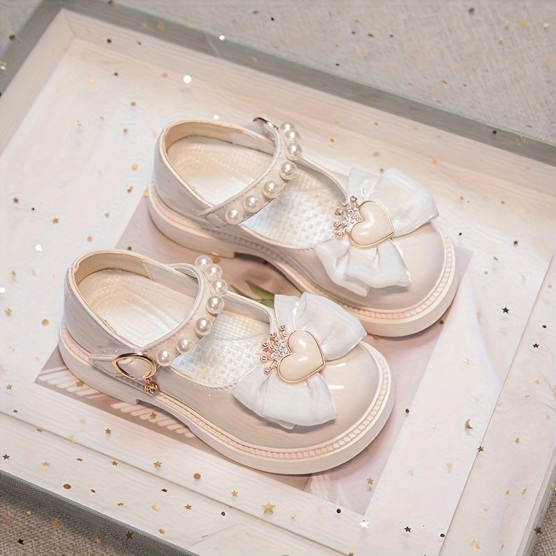 Girls' Microfiber Leather Princess Shoes with Heart Pattern for Autumn and Winter