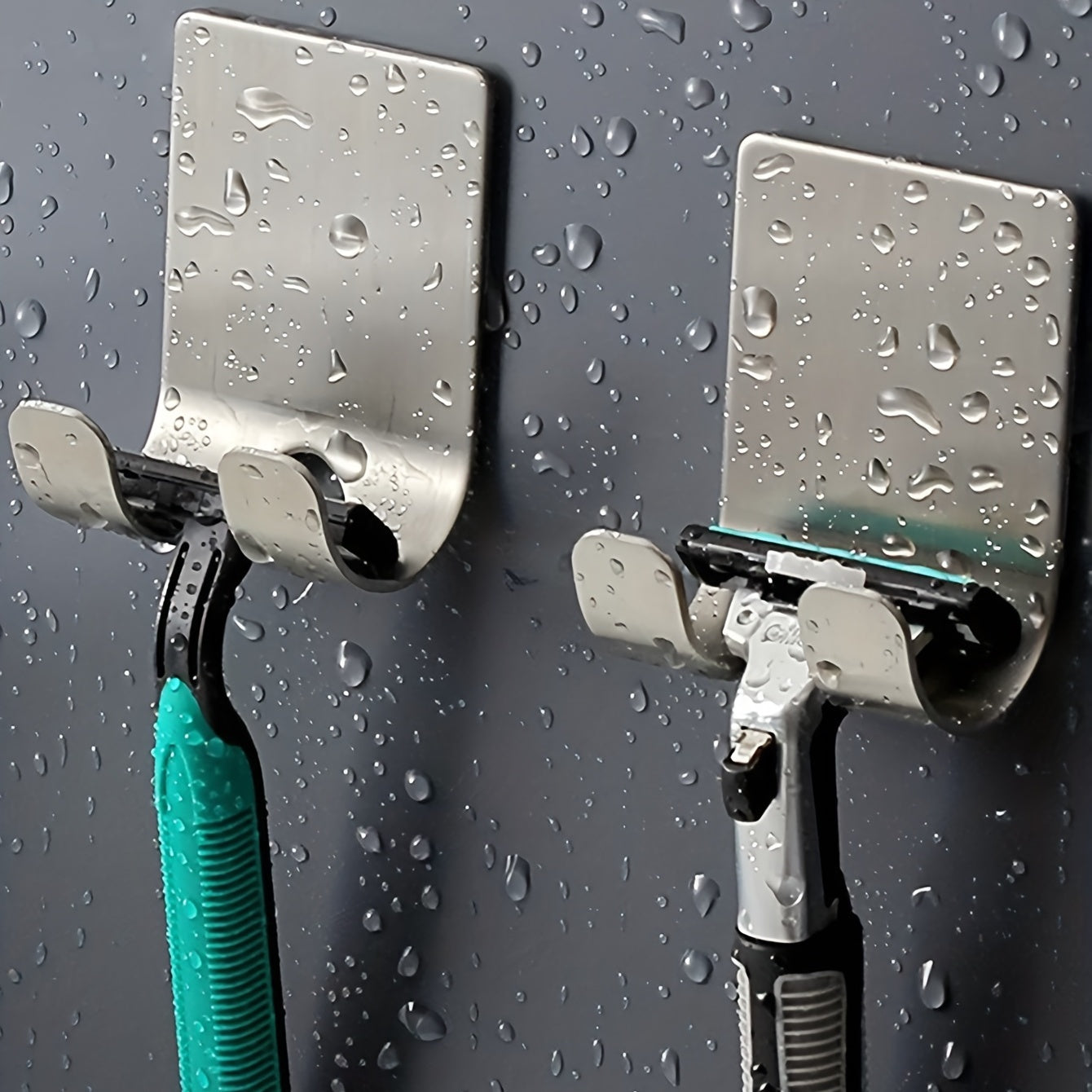 Soporte para maquinillas de afeitar de acero inoxidable para pared, organizador de ganchos sin costuras para baño