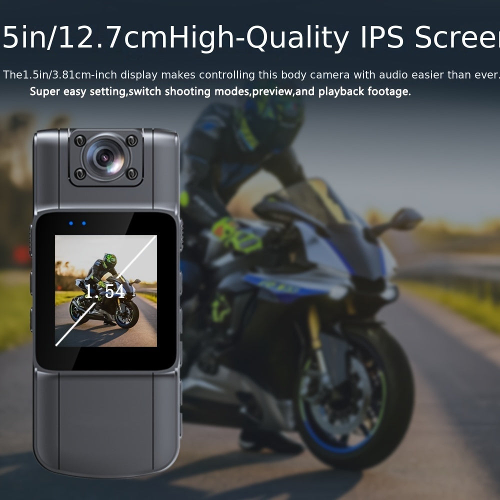 Full HD Body Camera with 180° Rotatable Lens Night Vision 1080p IPS Screen Rechargeable