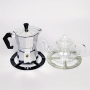Stainless Steel Espresso Maker Set 1/2pcs with Black Handle Gas Stove Compatible