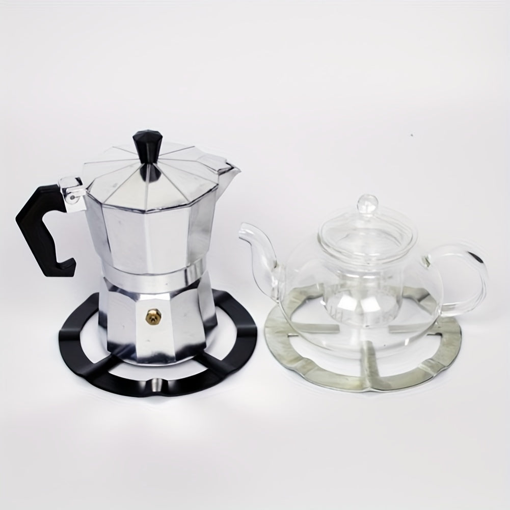 Stainless Steel Espresso Maker Set 1/2pcs with Black Handle Gas Stove Compatible