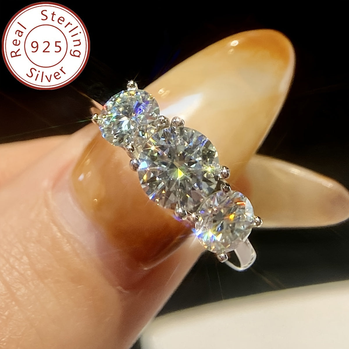 Sterling Silver Engagement Ring for Her 1.6-2CT Moissanite Diamond Sizes 5-11