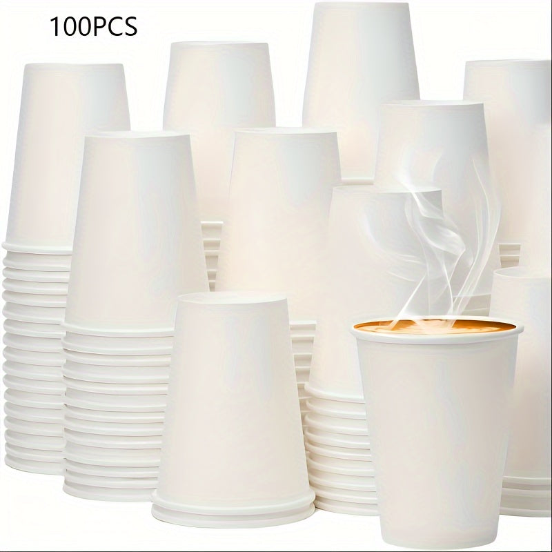 Disposable White Paper Cups 200ml Pack of 50 100 200 500 for Hot Cold Beverages