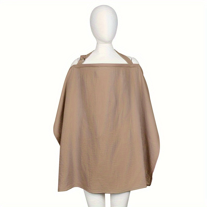 Beige Cotton Nursing Cover with Secure Strap for Discreet Breastfeeding Outdoors
