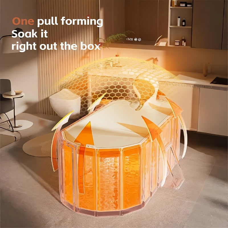 Portable Folding Bathtub with Lid for Home Balcony Patio Use