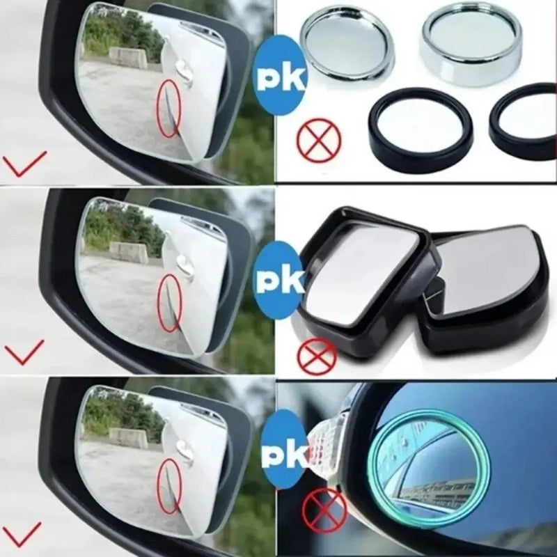 Universal Fit Car Wide-Angle Blind Spot Rearview Mirrors 2 Pack Frameless Flat Lens