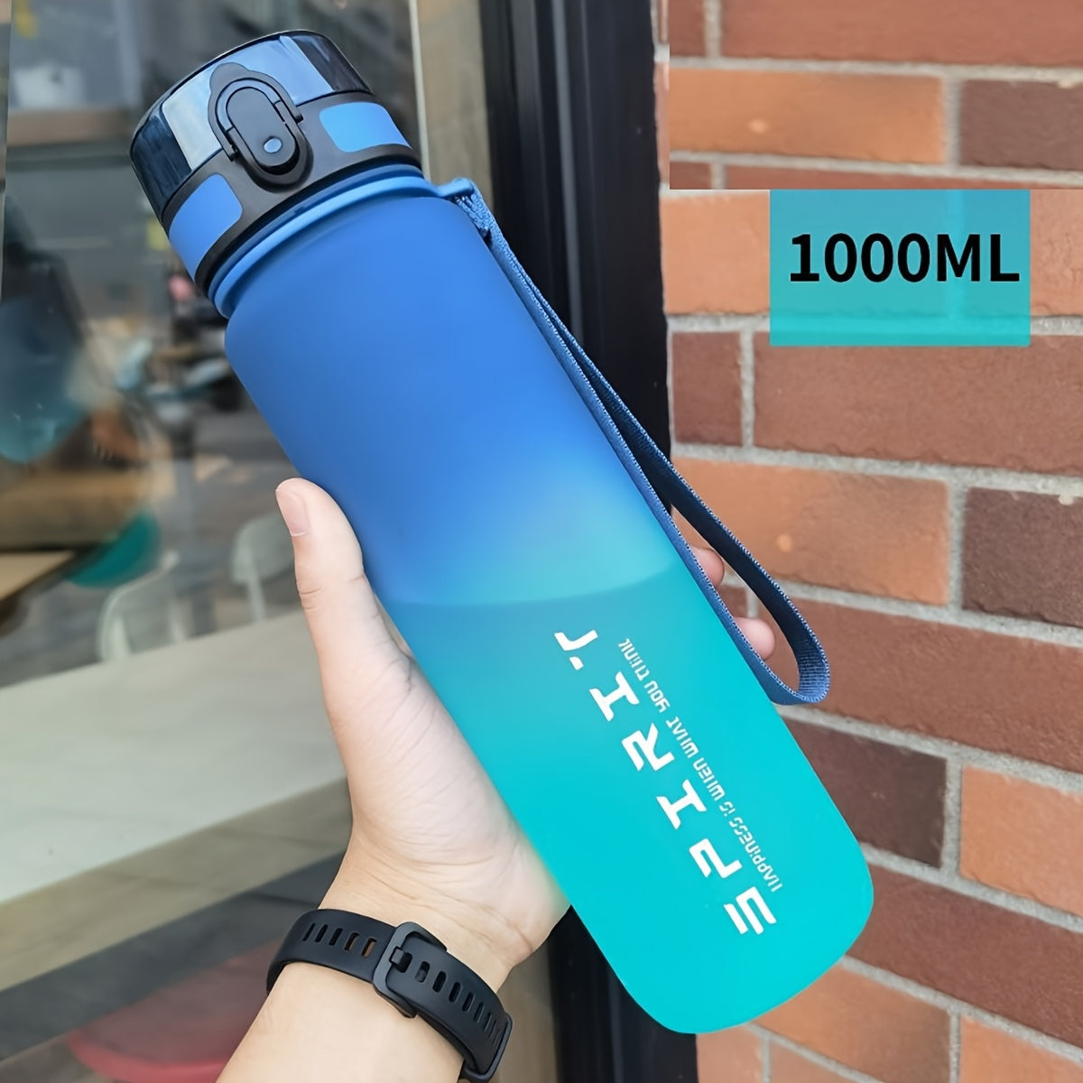 Outdoor Sports Water Bottle 600ml 750ml 1000ml Leakproof with Braided Rope and Cup Cover