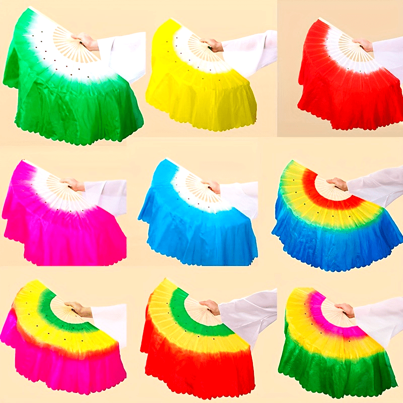 Handheld Vintage Style Paddle Fan with Gradient Colors for Dance and Cultural Events