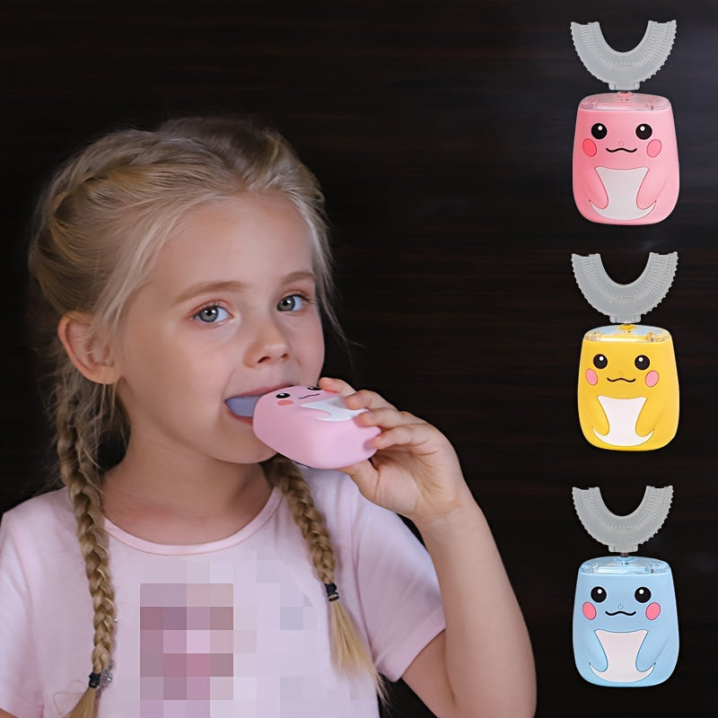 Rechargeable Cartoon U-Shaped Electric Toothbrush for Kids with Timer