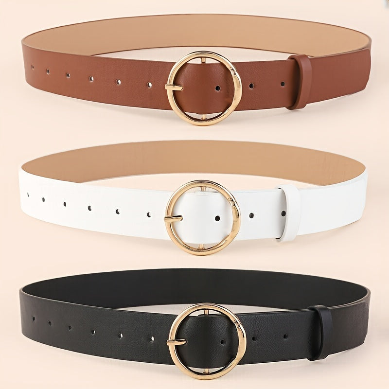 Women's PU Leather Skinny Belts Set with Metal Buckle, Solid Color, Thin Waist Belts for Pants Jeans Dresses