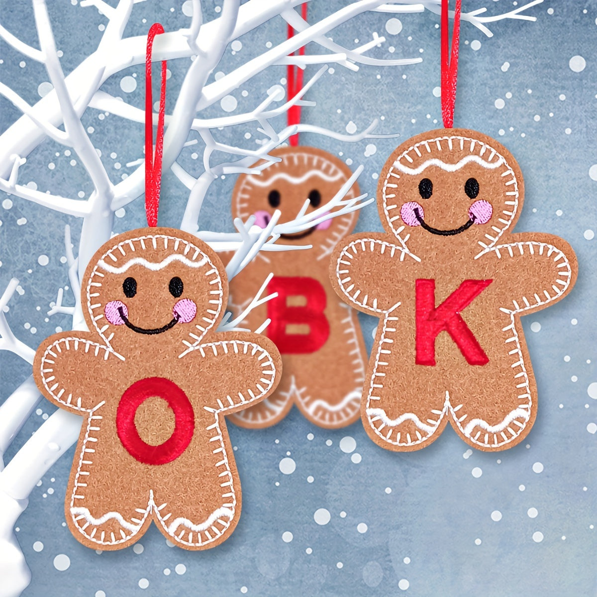 Fabric Gingerbread Man Christmas Ornament for Home and Kitchen Decoration