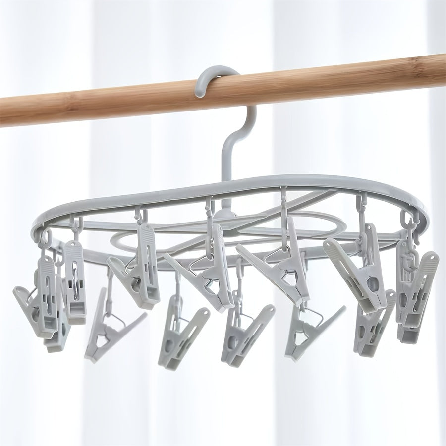 Estante plegable a prueba de viento para secar con 10/14 pinzas para ropa para calcetines, ropa interior y muñecas