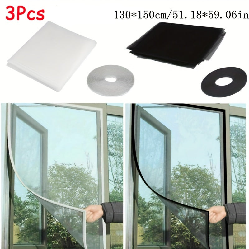 3-to'plam o'z-o'zini yopishtiradigan deraza chivinlar tarmog'i, ko'rinmas tarmoq va DIY lentalari bilan