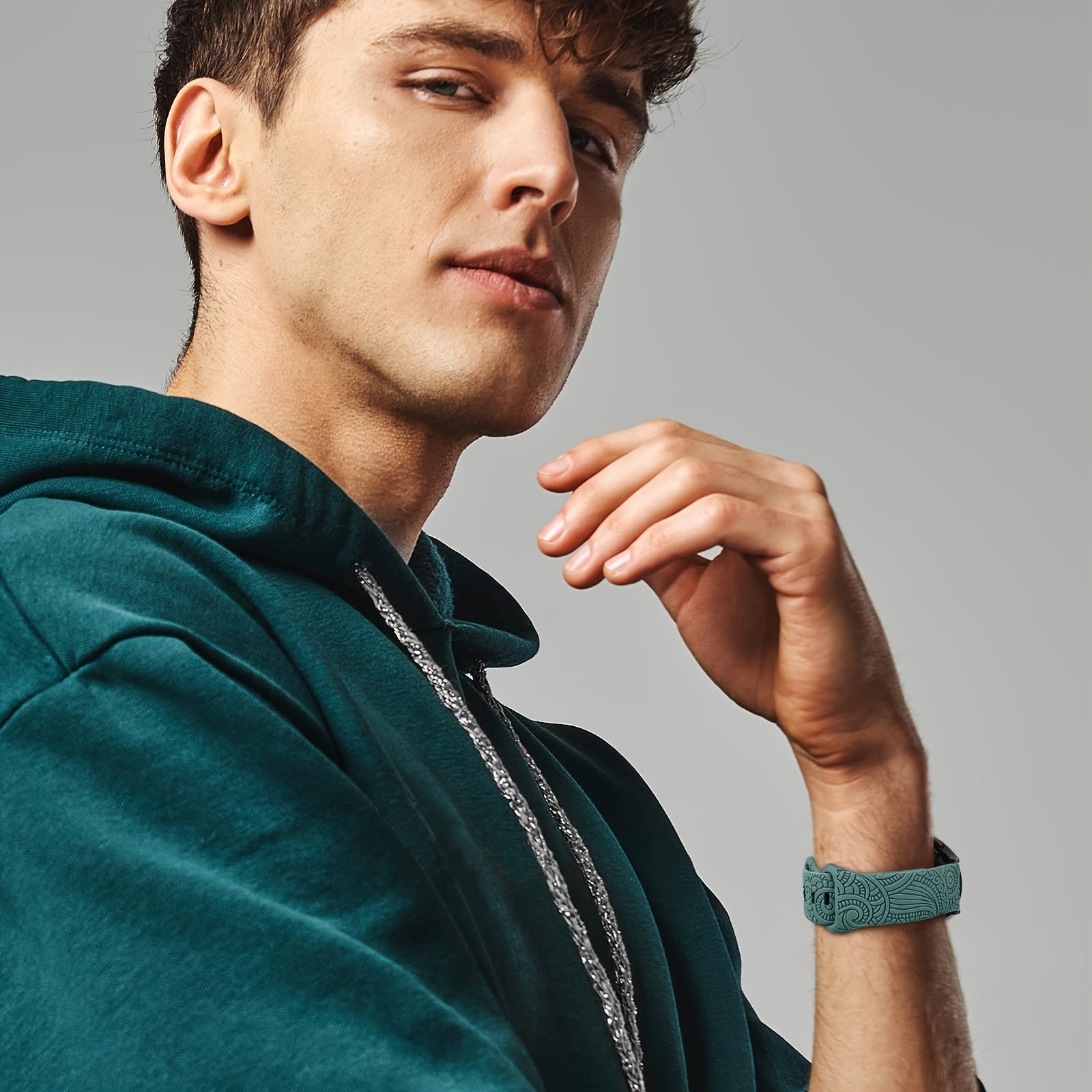 Women's 20mm Silicone Floral Engraved Smartwatch Band Compatible with Samsung Galaxy Watch Models