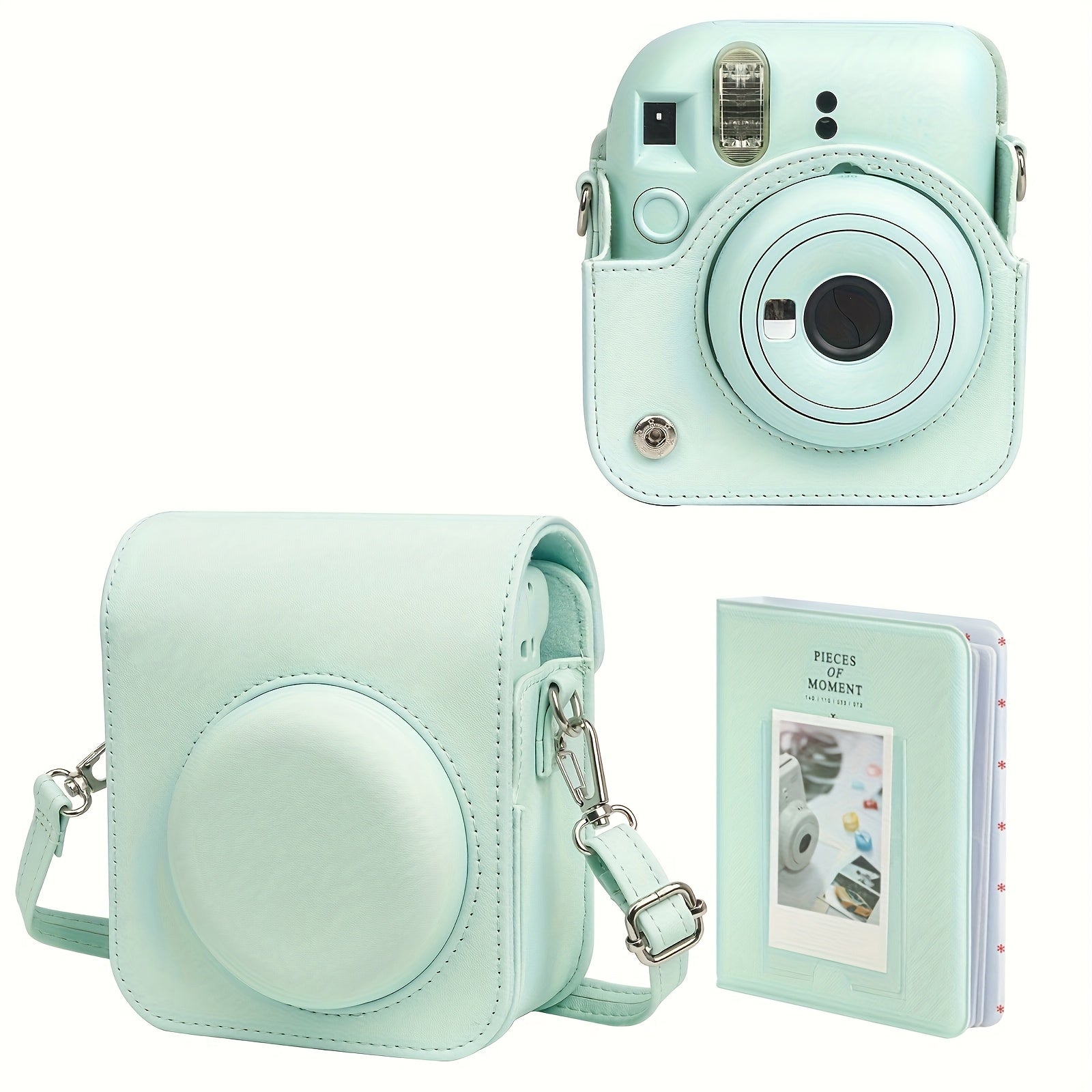 Faux Leather Camera Case for Fujifilm Mini 12 with Light-Sensitive Hole and Lens Compatibility