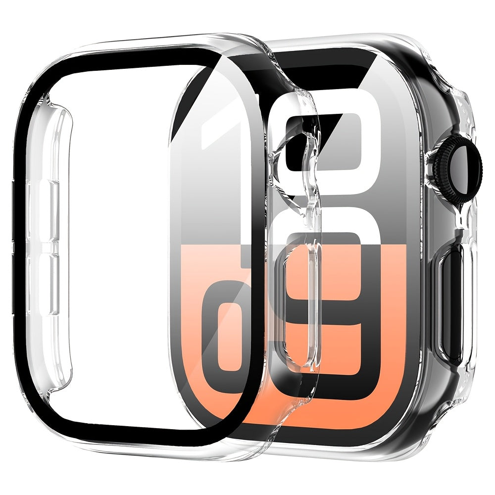 Hard PC Case with Tempered Glass Screen Protector for Apple Watch Series Ultra/10/9/8/7/6/5/4/SE Slim Clear Scratch-Resistant