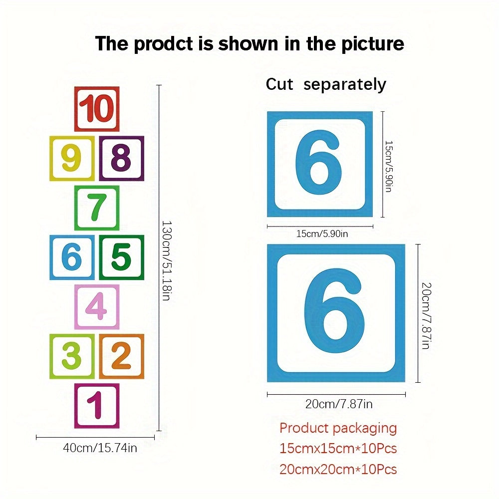 10 Pieces Self-Adhesive Anti-Slip Hopscotch Wall and Floor Stickers Frosted Material