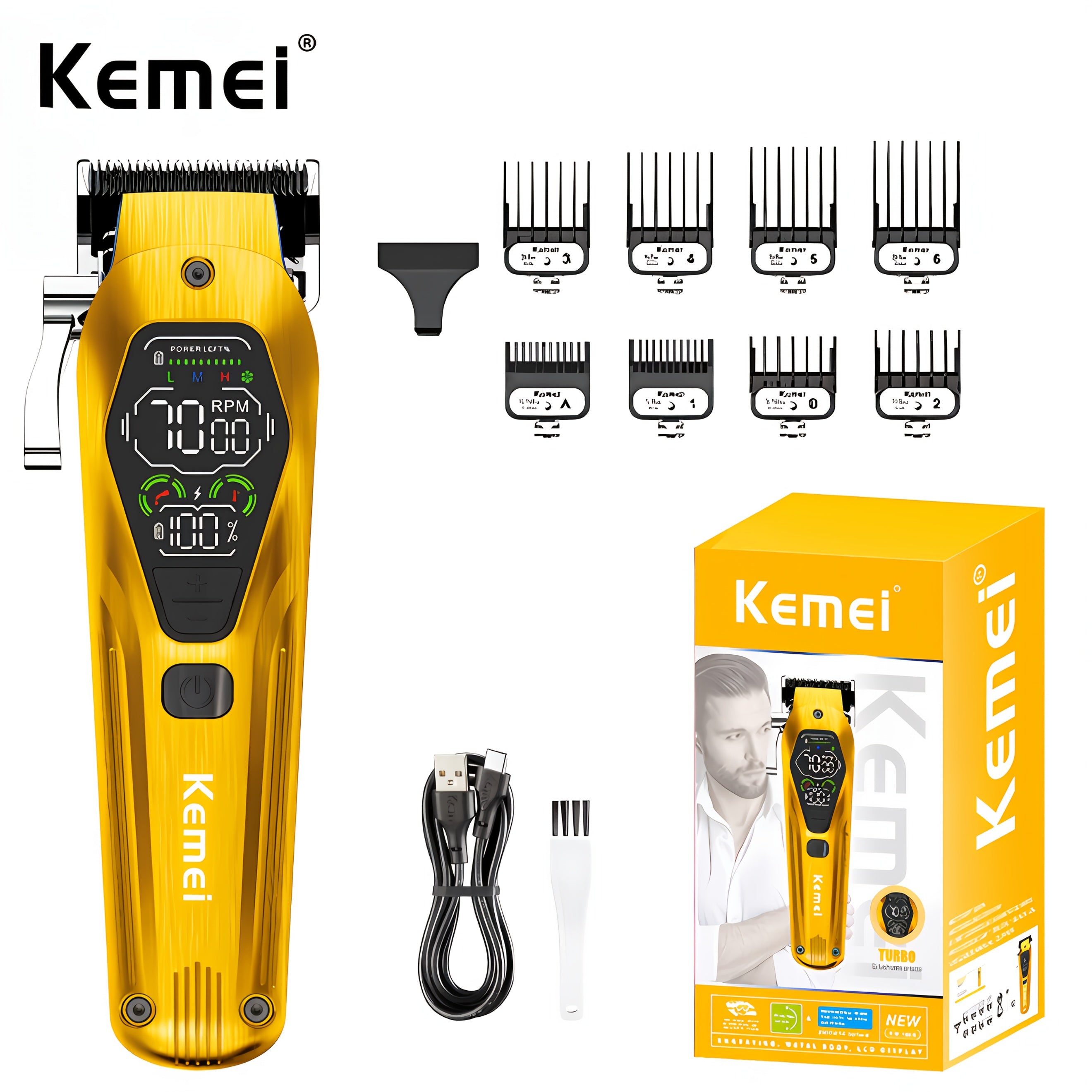 Cortapelos de alta velocidad con pantalla USB, batería de 2000mAh, recorte de precisión