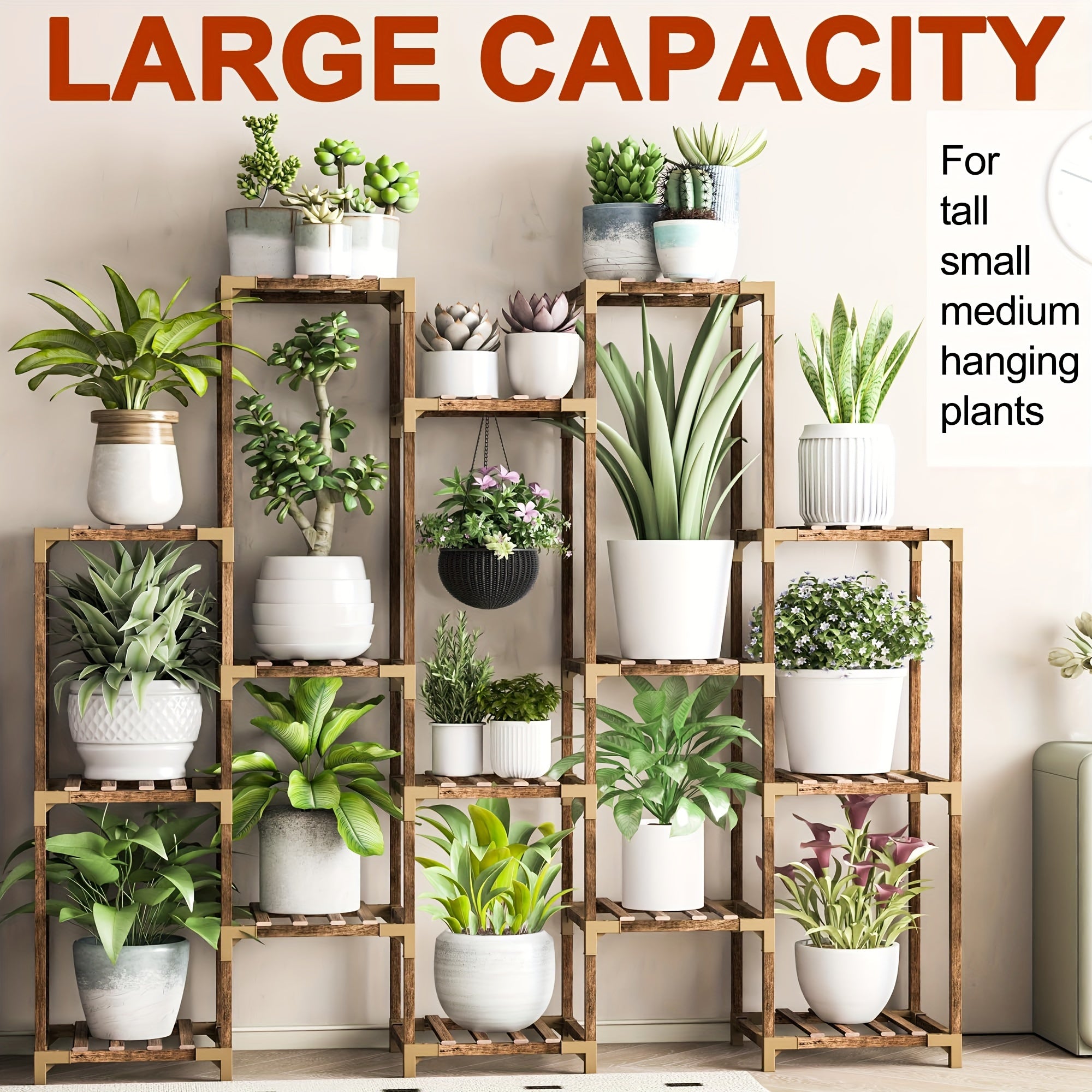 Boho 15-Tier Large Indoor Outdoor Plant Stand Flower Rack for Living Room Balcony Garden Office