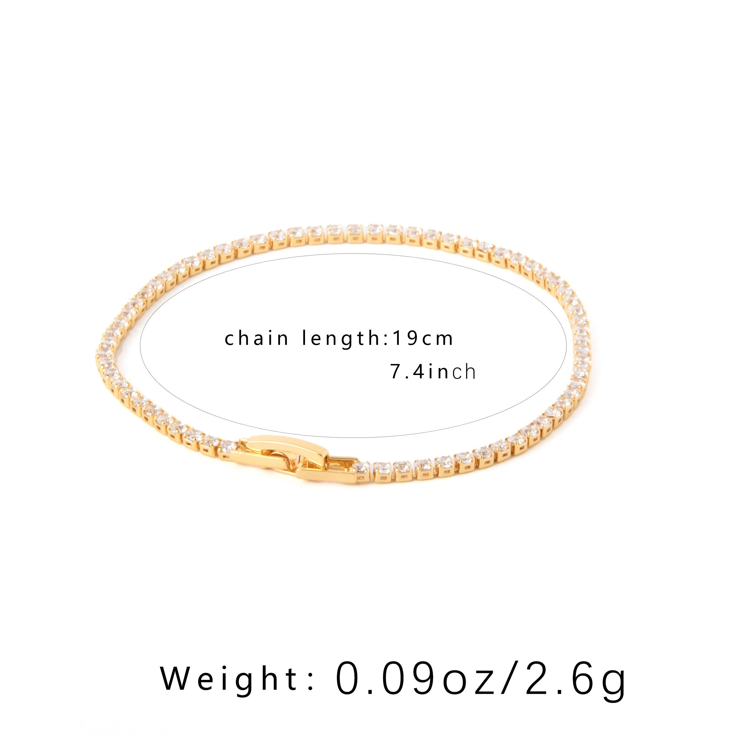 Copper Gold Plated Tennis Bracelet with Zirconia Stones for Women
