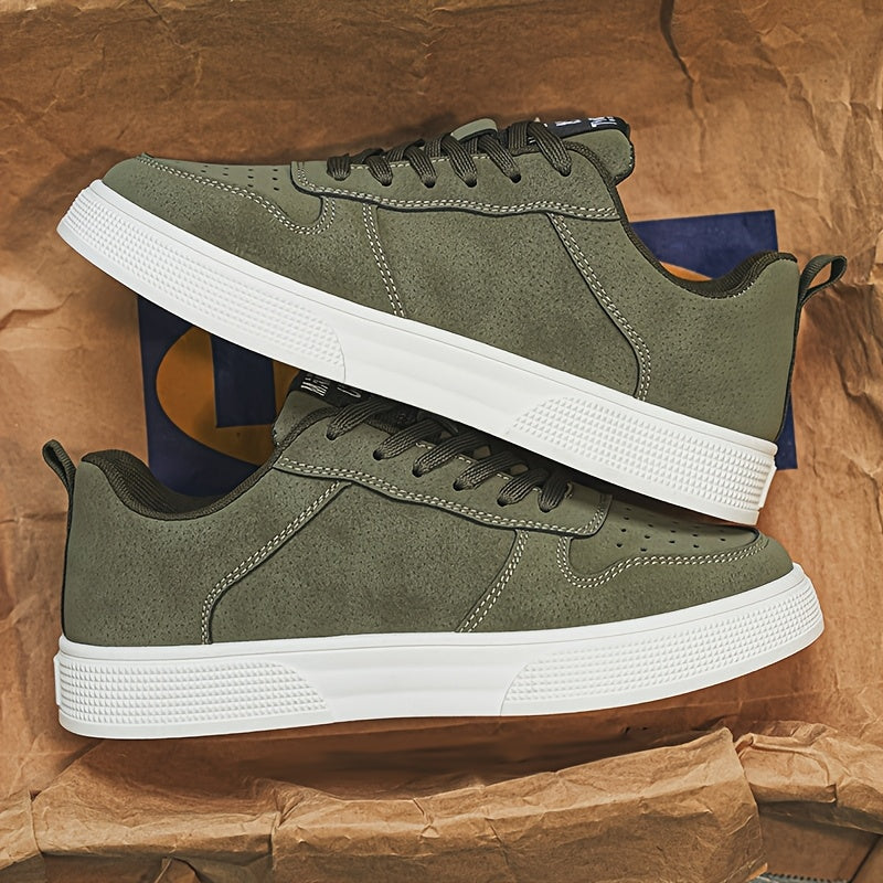 Мужские повседневные кроссовки в уличном стиле, однотонные, дышащий искусственный верх, нескользящая ПВХ подошва, низкий топ