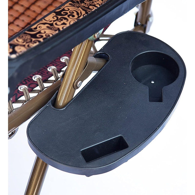 Black Portable Camping Chair Side Table with Drink Holder and Snack Tray