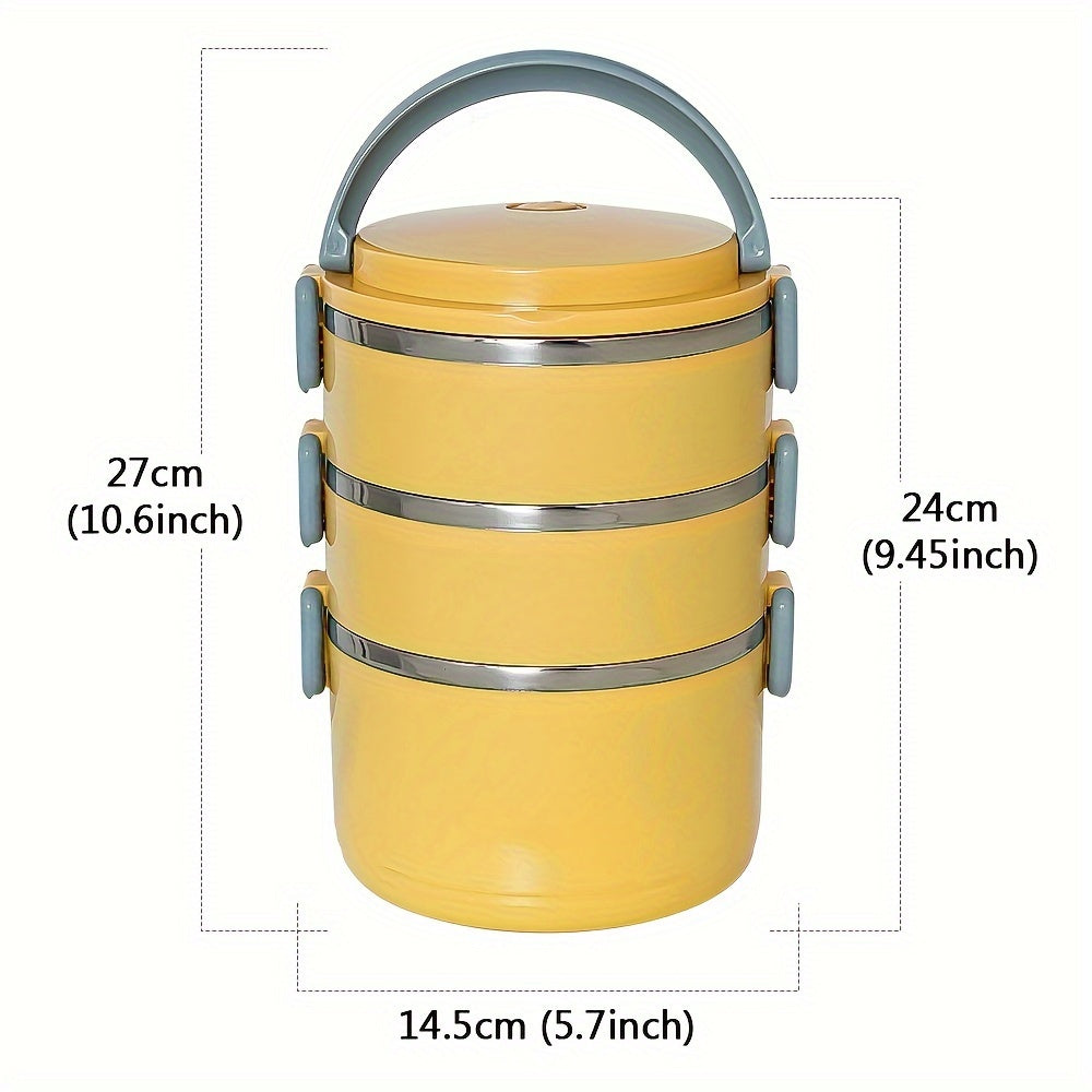 Large Capacity Three-Layer Stainless Steel Food Storage Container