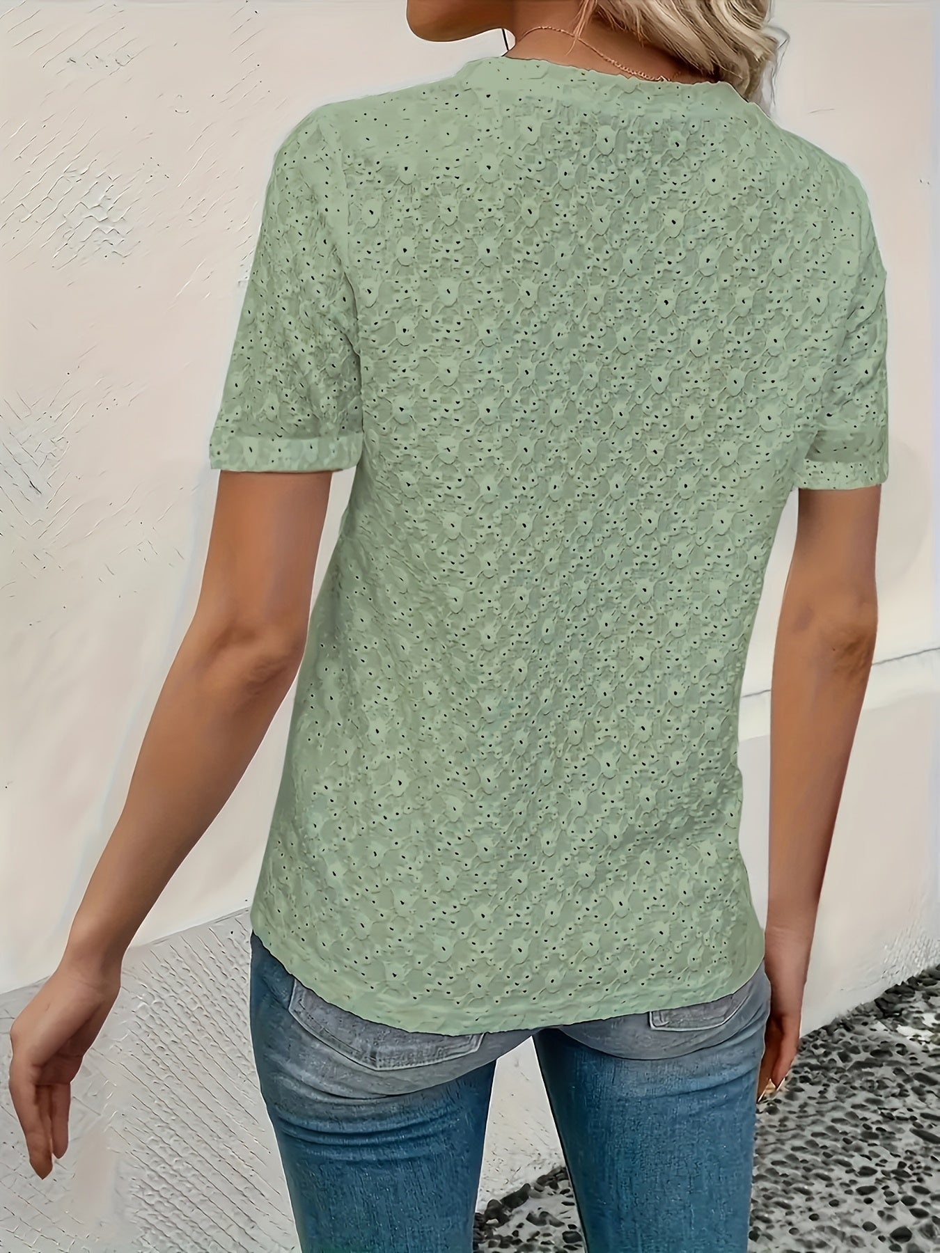 Туника для женщин больших размеров однотонная с коротким рукавом и круглым вырезом, повседневная футболка