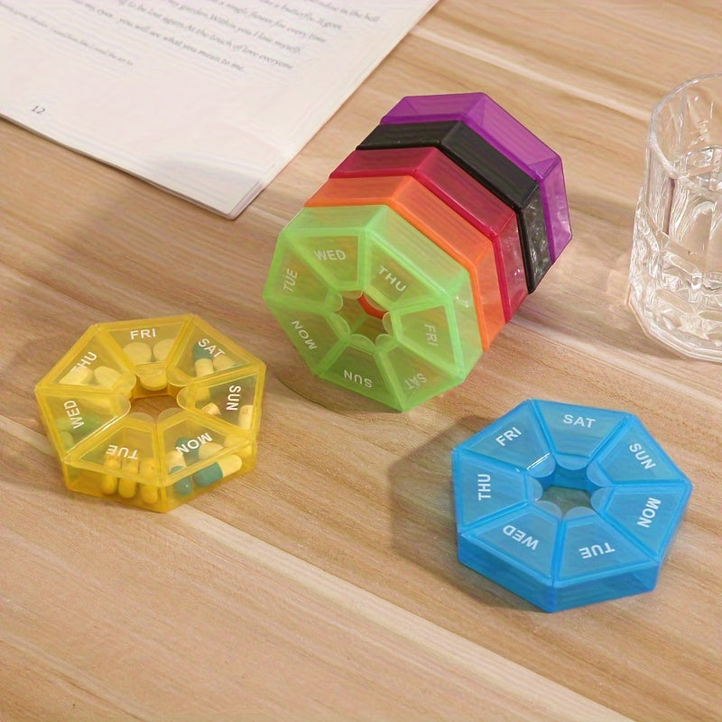 Women's Polypropylene Weekly Pill Organizer Compact 7-Compartment Multi-Color