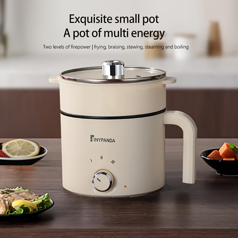 Double-layer electric steamer with large hot pot capacity for steaming and boiling in dorms homes offices