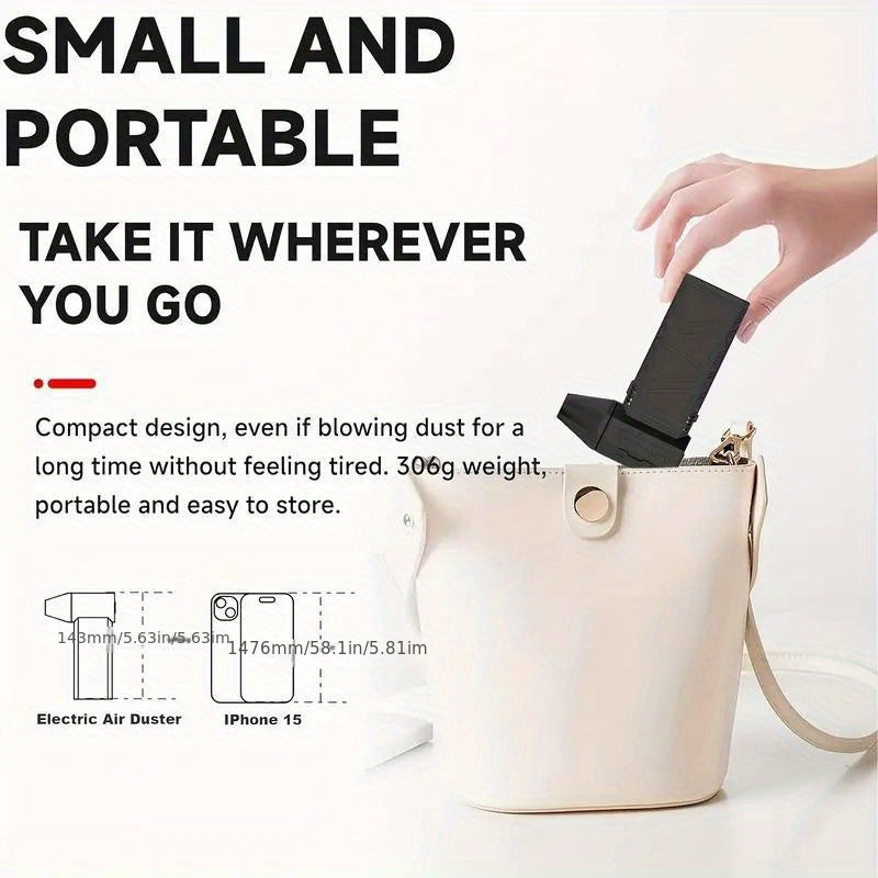 Portativ Turbo Fan Blower, yuqori tezlikda 130000 RPM, qayta zaryadlanadigan 3000mAh litiy batareya va USB zaryadlash - 150W quvvat, 180g kuchli shamol bosimi, ichki va tashqi foydalanish, ABS material, teginish nazorati va simli aksessuar.