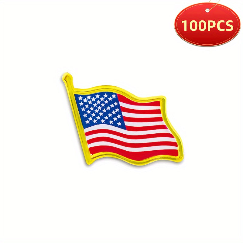 Pack of 100 American Flag Lapel Pins Alloy Patriotic Accessories for Independence Day