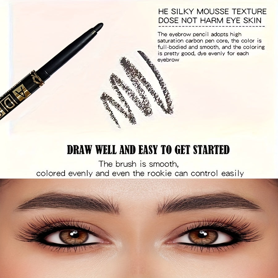 Set of 3 Waterproof Black Eyeliner Pencils with Twist Application Smudge-Proof Sweatproof