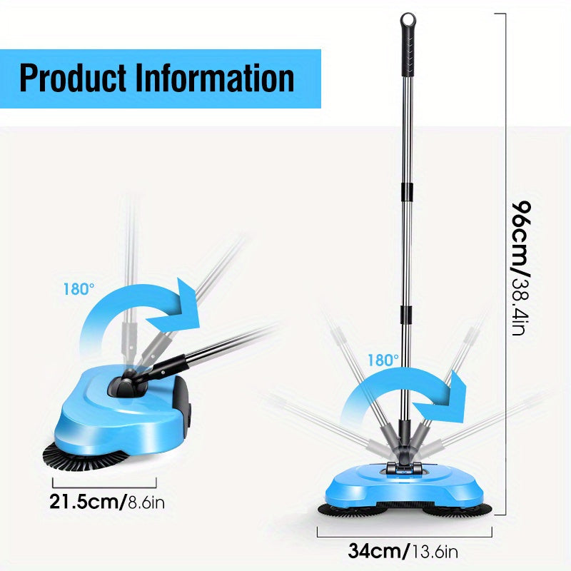 Manual Broom and Vacuum Cleaner Combo for Hardwood Floors and Tiles