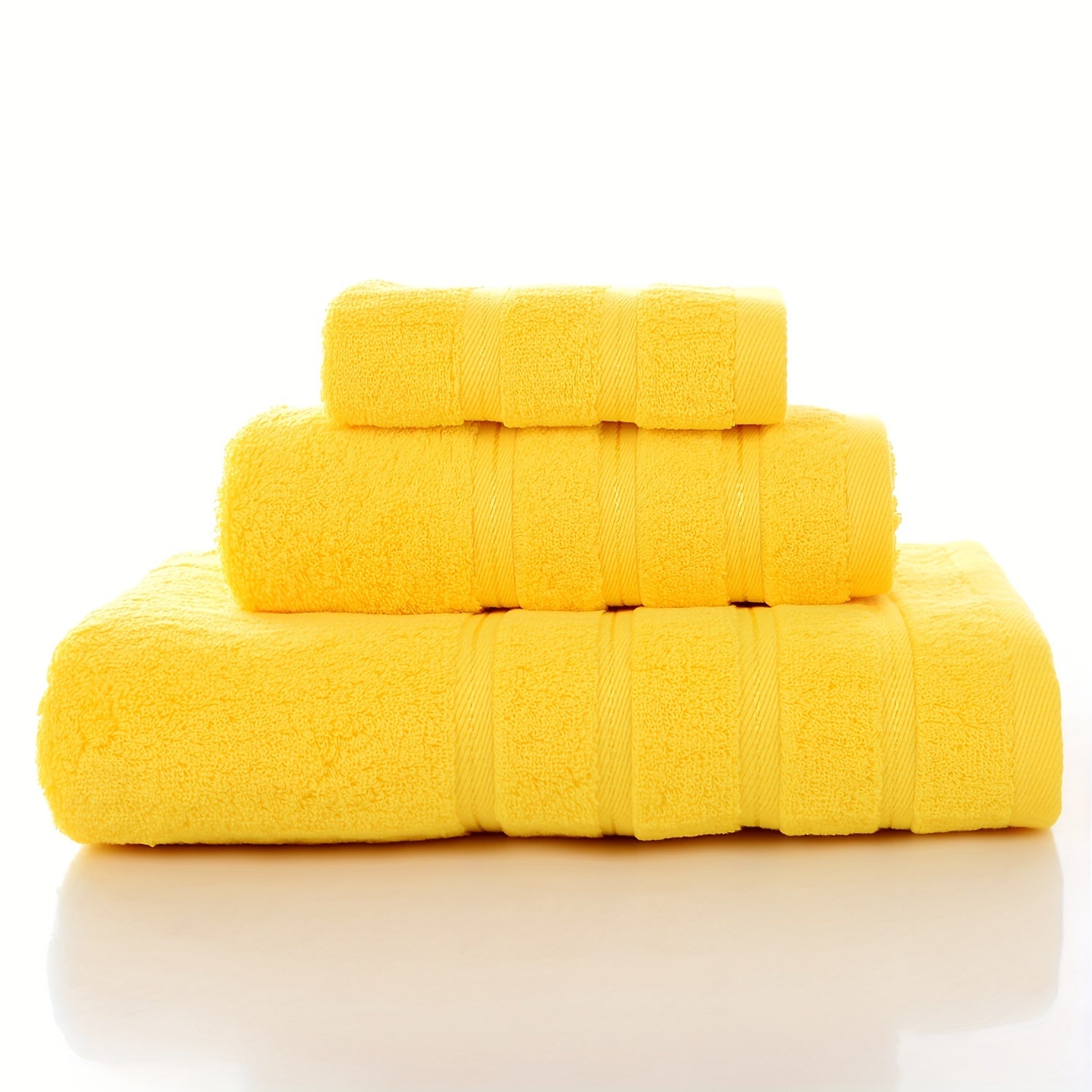 Absorbent Bath Towel Set 3/6 Pieces Bright Yellow for Hotel Home Travel