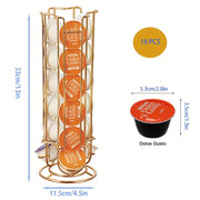 18 ta Dolce Gusto kapsulalari uchun mo'ljallangan bir qismli qahva kapsulalari saqlash tokchasi, yuqori sifatli aylanuvchi temir san'atidan tayyorlangan.
