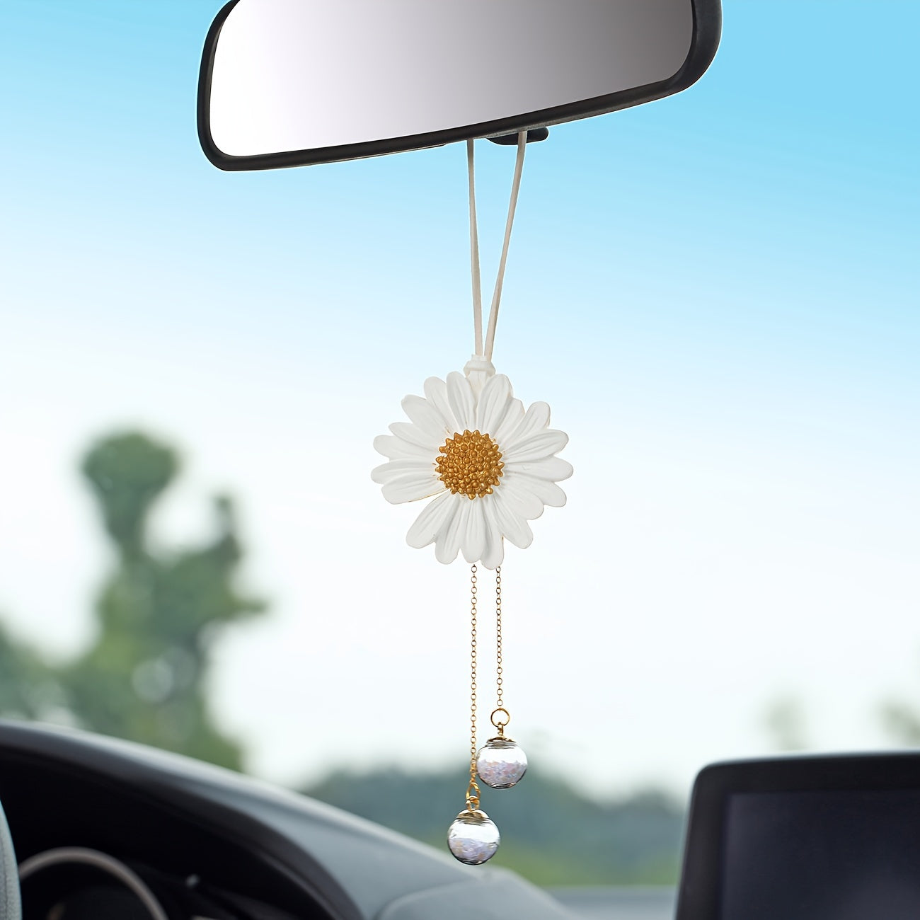 Girls Daisy Car Mirror Charm Cute Rearview Accessory