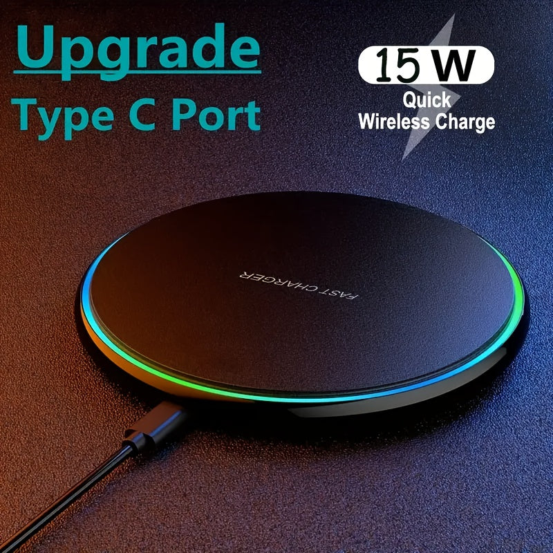 15W Wireless Charger USB C Fast Charging Pad with Quick Charge QC 3.0 for iPhone Samsung