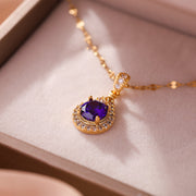 Ocean Heart Water Drop Pendant Necklace with Cubic Zirconia for Women