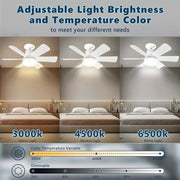 Modern Square Blade Ceiling Fan with LED Light Dimmable Remote 2000 Lumens