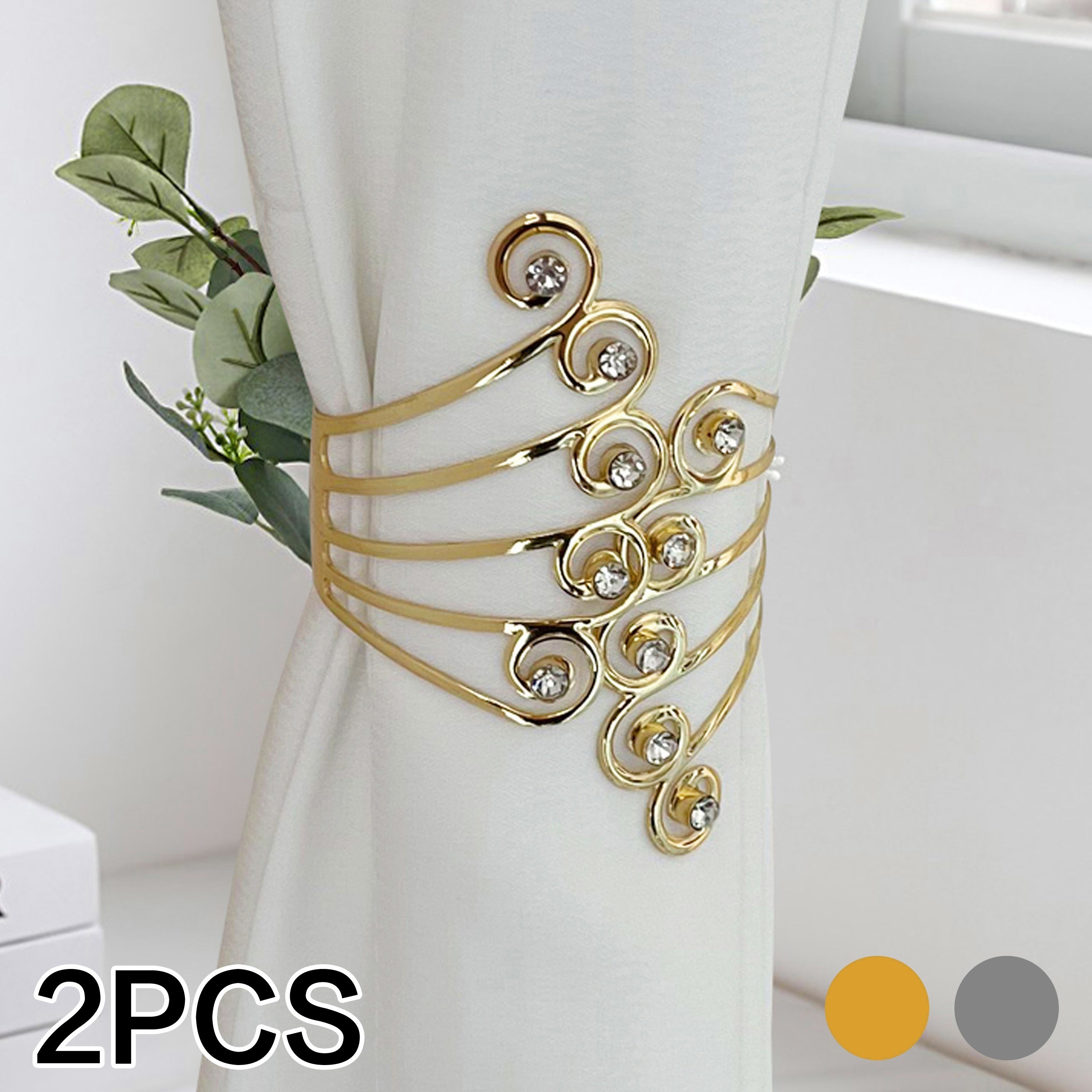 Luxury Metal Gold Silver Wing Rhinestone Curtain Tiebacks Adjustable Skeleton Clasps
